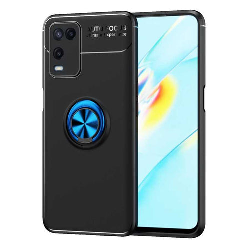Oppo A54 4G Kılıf Zore Ravel Silikon Kılıf - Siyah-Mavi