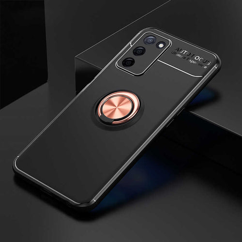 Oppo A55 5G Kılıf Zore Ravel Silikon Kılıf - Siyah-Rose Gold