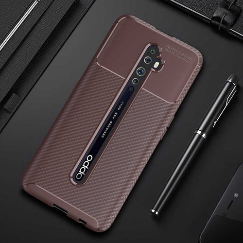 Oppo Reno 2 Kılıf Zore Negro Silikon Kılıf - Kahverengi