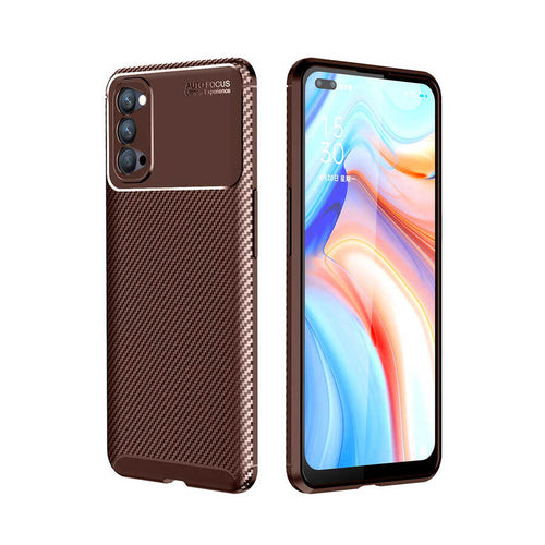 Oppo Reno 4 Kılıf Zore Negro Silikon Kılıf - Kahverengi