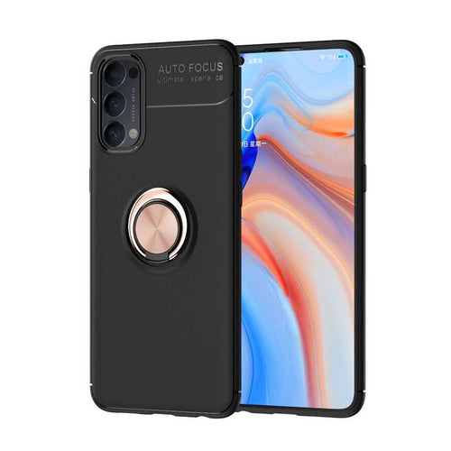 Oppo Reno 4 Kılıf Zore Ravel Silikon Kılıf - Siyah-Rose Gold