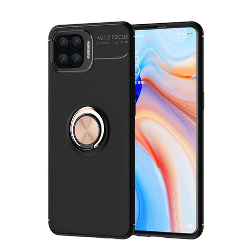 Oppo Reno 4 Lite Kılıf Zore Ravel Silikon Kılıf - Siyah-Rose Gold