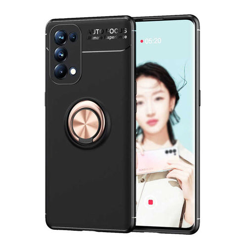 Oppo Reno 5 Pro 5G Kılıf Zore Ravel Silikon Kılıf - Siyah-Rose Gold