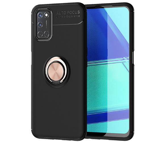 Oppo Reno A92 Kılıf Zore Ravel Silikon Kılıf - Siyah-Rose Gold