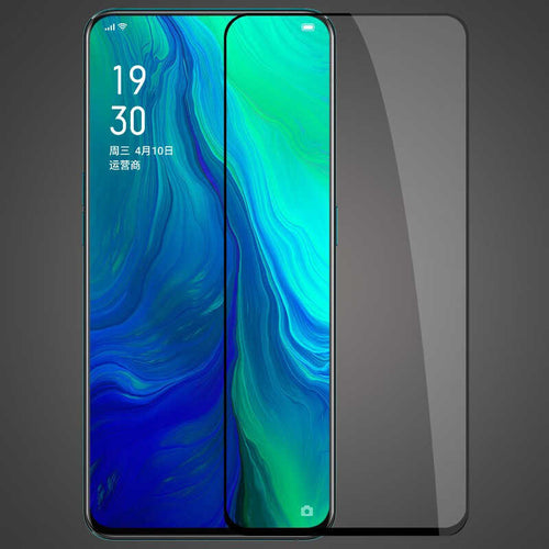 Oppo Reno Zore Kenarları Kırılmaya Dayanıklı Cam Ekran Koruyucu - Siyah