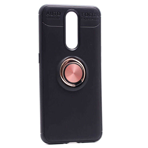 Oppo RX17 Pro Kılıf Zore Ravel Silikon Kılıf - Siyah-Rose Gold