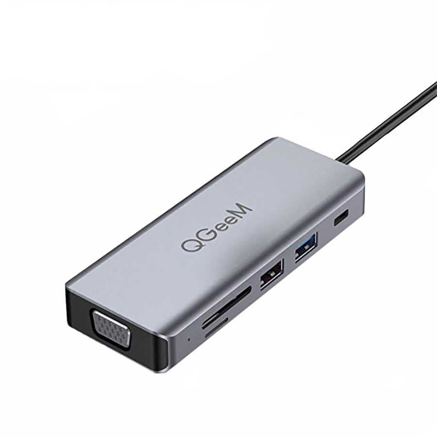 Qgeem QG-UH09 9 in 1 Usb Hub - Gri
