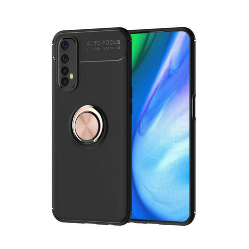 Realme 7 Kılıf Zore Ravel Silikon Kılıf - Siyah-Rose Gold