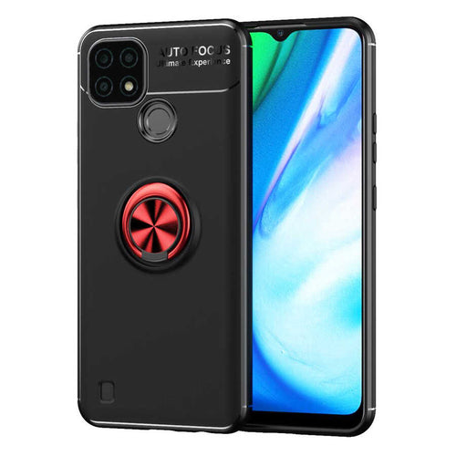 Realme C21 Kılıf Zore Ravel Silikon Kılıf - Siyah-Kırmızı