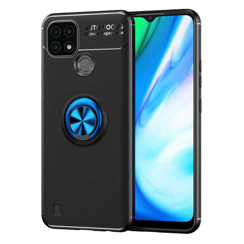 Realme C21 Kılıf Zore Ravel Silikon Kılıf - Siyah-Mavi