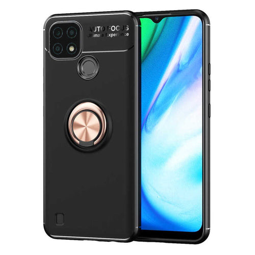 Realme C25 Kılıf Zore Ravel Silikon Kılıf - Siyah-Rose Gold