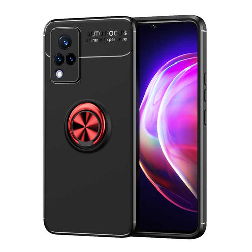 Vivo V21 Kılıf Zore Ravel Silikon Kılıf - Siyah-Kırmızı