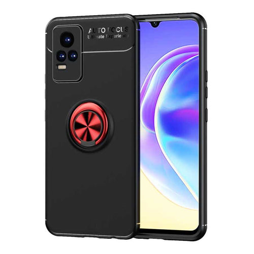 Vivo V21E Kılıf Zore Ravel Silikon Kılıf - Siyah-Kırmızı
