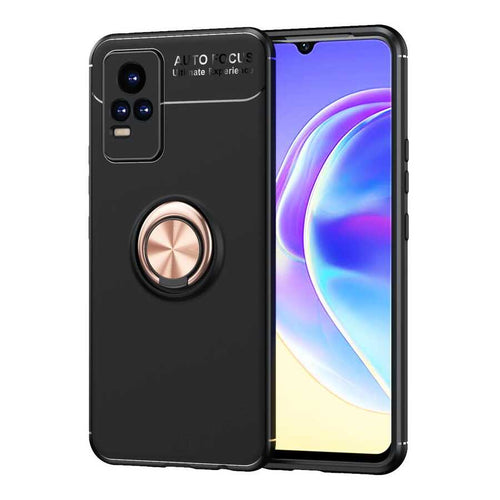 Vivo V21E Kılıf Zore Ravel Silikon Kılıf - Siyah-Rose Gold