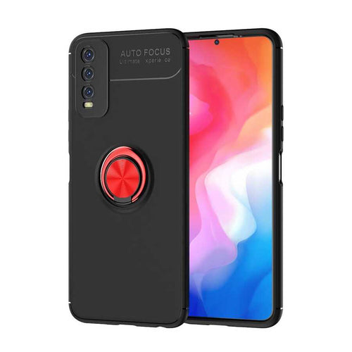 Vivo Y11S Kılıf Zore Ravel Silikon Kılıf - Siyah-Kırmızı