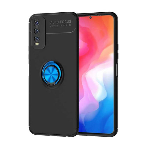Vivo Y11S Kılıf Zore Ravel Silikon Kılıf - Siyah-Mavi
