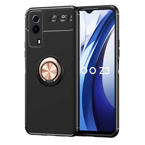 Vivo Y53S 4G Kılıf Zore Ravel Silikon Kılıf - Siyah-Rose Gold