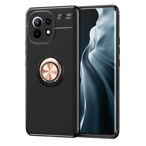 Xiaomi Mi 11 Kılıf Zore Ravel Silikon Kılıf - Siyah-Rose Gold