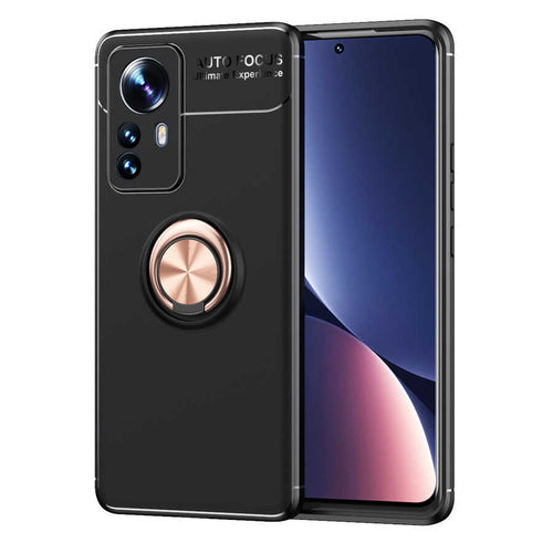 Xiaomi Mi 12 Pro Kılıf Zore Ravel Silikon Kılıf - Siyah-Rose Gold