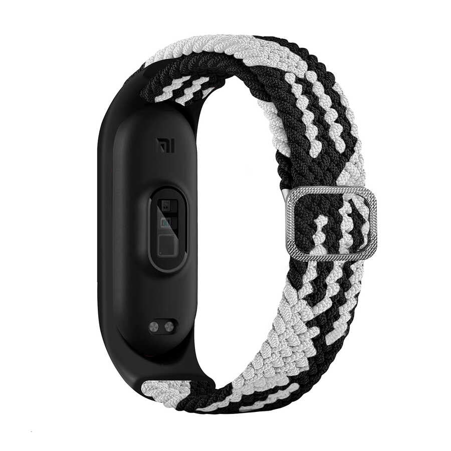 Xiaomi Mi Band 6 KRD-49 Örgü Kordon - Siyah-Beyaz