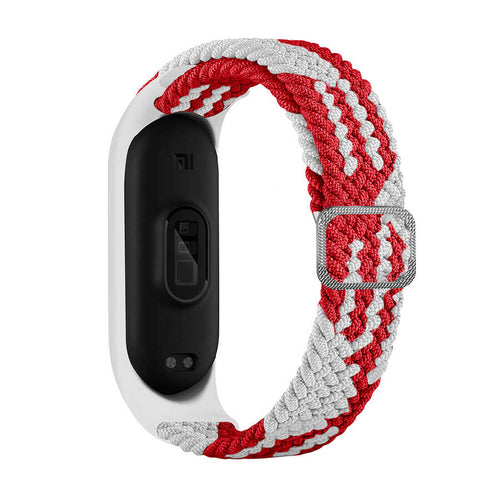Xiaomi Mi Band 6 KRD-49 Örgü Kordon - Kırmızı-Beyaz