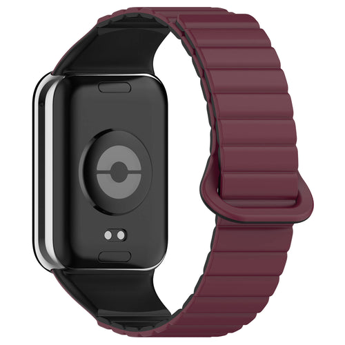 Xiaomi Mi Band 8 Pro Silikon Kordon Zore KRD-105 Strap Kayış - Koyu Kırmızı-Siyah