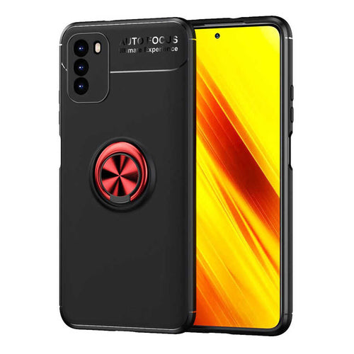 Xiaomi Poco M3 Kılıf Zore Ravel Silikon Kılıf - Siyah-Kırmızı