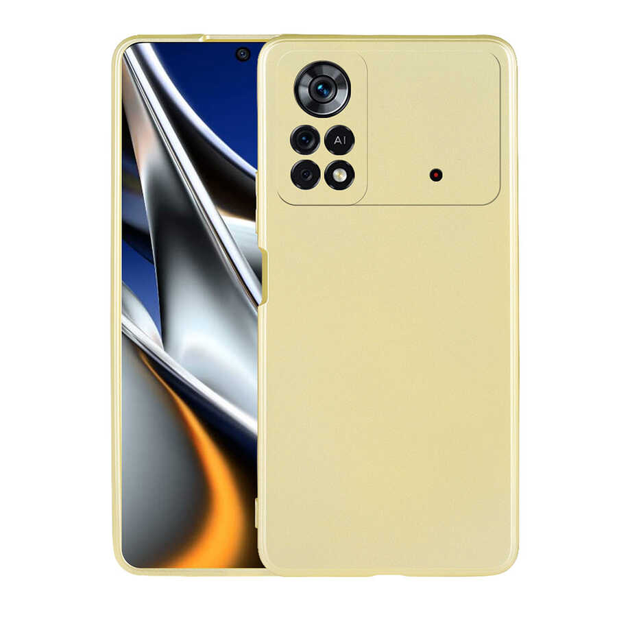 Xiaomi Poco M4 Pro 4G Kılıf Zore Premier Silikon Kılıf - Gold