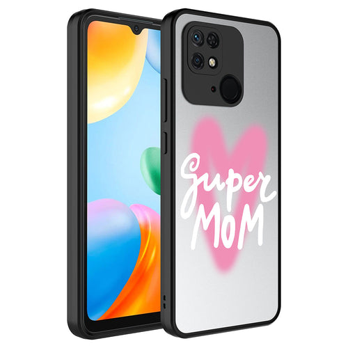 Xiaomi Redmi 10C Kılıf Aynalı Desenli Kamera Korumalı Parlak Zore Mirror Kılıf - Süper Anne