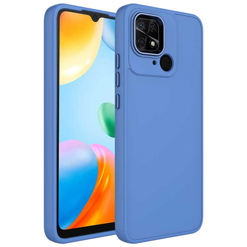 Xiaomi Redmi 10C Kılıf Metal Çerçeve ve Buton Tasarımlı Silikon Zore Luna Kılıf - Lavendery Gray