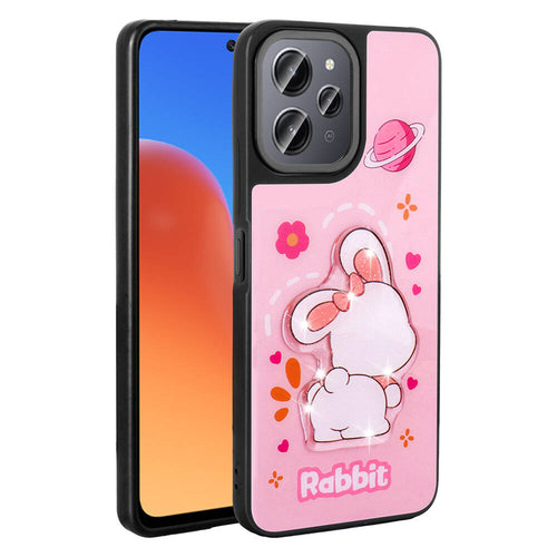 Xiaomi Redmi 12 4G Kılıf Parlayan Kabartmalı İkonik Figürlü Zore Amas Silikon Kılıf - Pembe