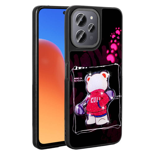 Xiaomi Redmi 12 4G Kılıf Parlayan Kabartmalı İkonik Figürlü Zore Amas Silikon Kılıf - Siyah