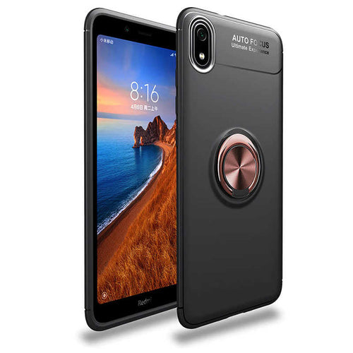 Xiaomi Redmi 7A Kılıf Zore Ravel Silikon Kılıf - Siyah-Rose Gold