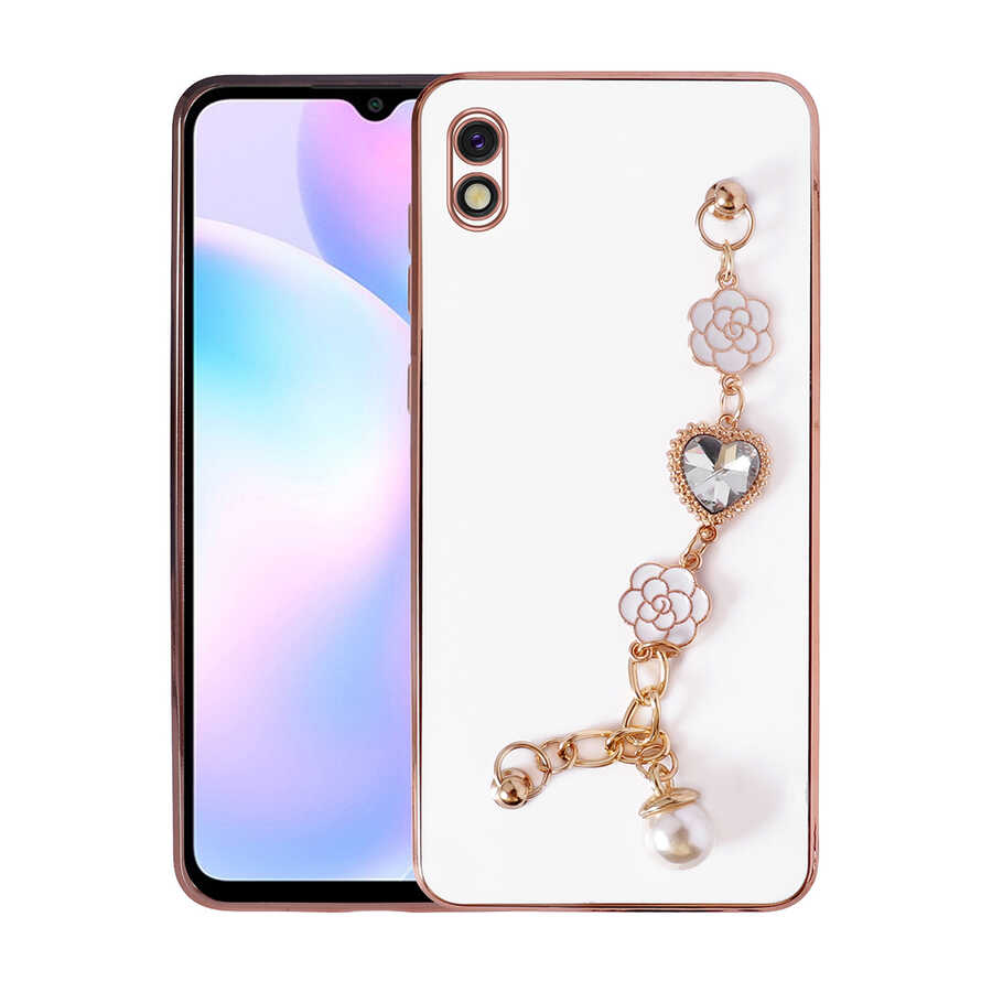 Xiaomi Redmi 9A Kılıf El Tutamaçlı Kamera Korumalı Zore Taka Silikon Kılıf - Beyaz