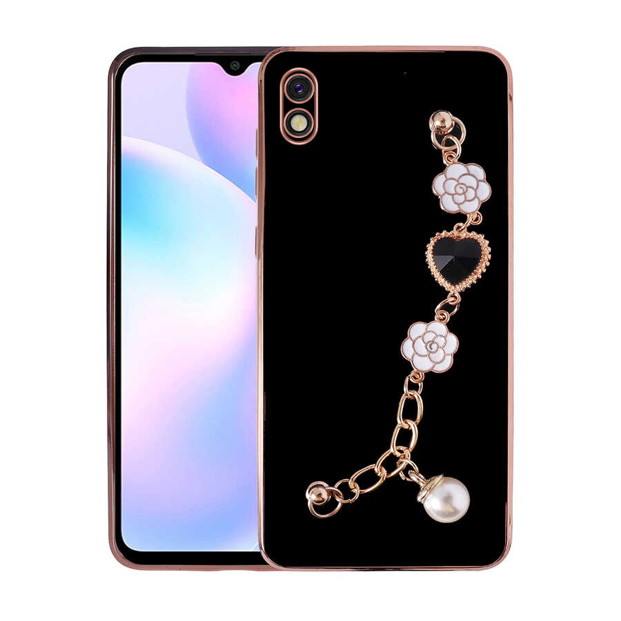 Xiaomi Redmi 9A Kılıf El Tutamaçlı Kamera Korumalı Zore Taka Silikon Kılıf - Siyah
