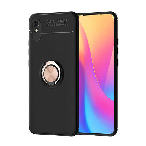 Xiaomi Redmi 9A Kılıf Zore Ravel Silikon Kılıf - Siyah-Rose Gold