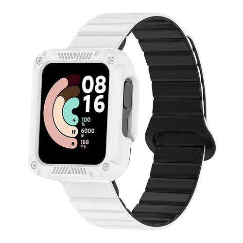 Xiaomi Redmi Watch 2 Silikon Kordon Zore KRD-105 Strap Kayış - Beyaz-Siyah
