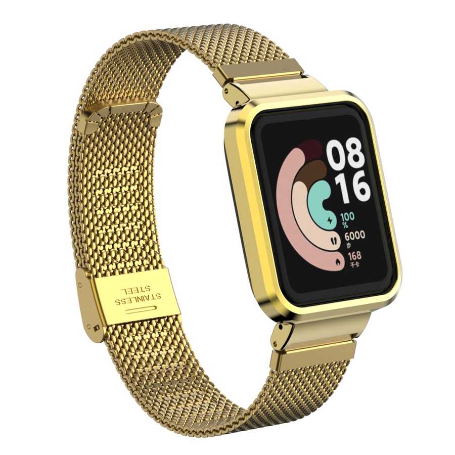 Xiaomi Redmi Watch (Mi Watch Lite) Zore KRD-59 Metal Kordon - Gold