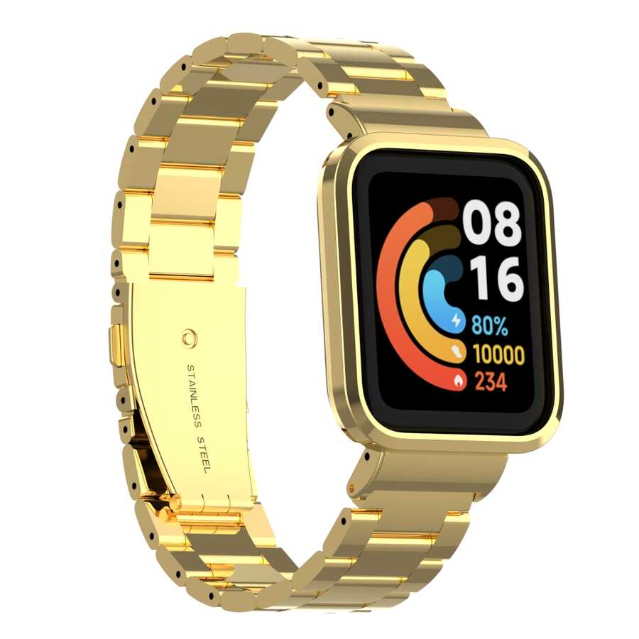 Xiaomi Redmi Watch (Mi Watch Lite) Zore KRD-60 Metal Kordon - Gold