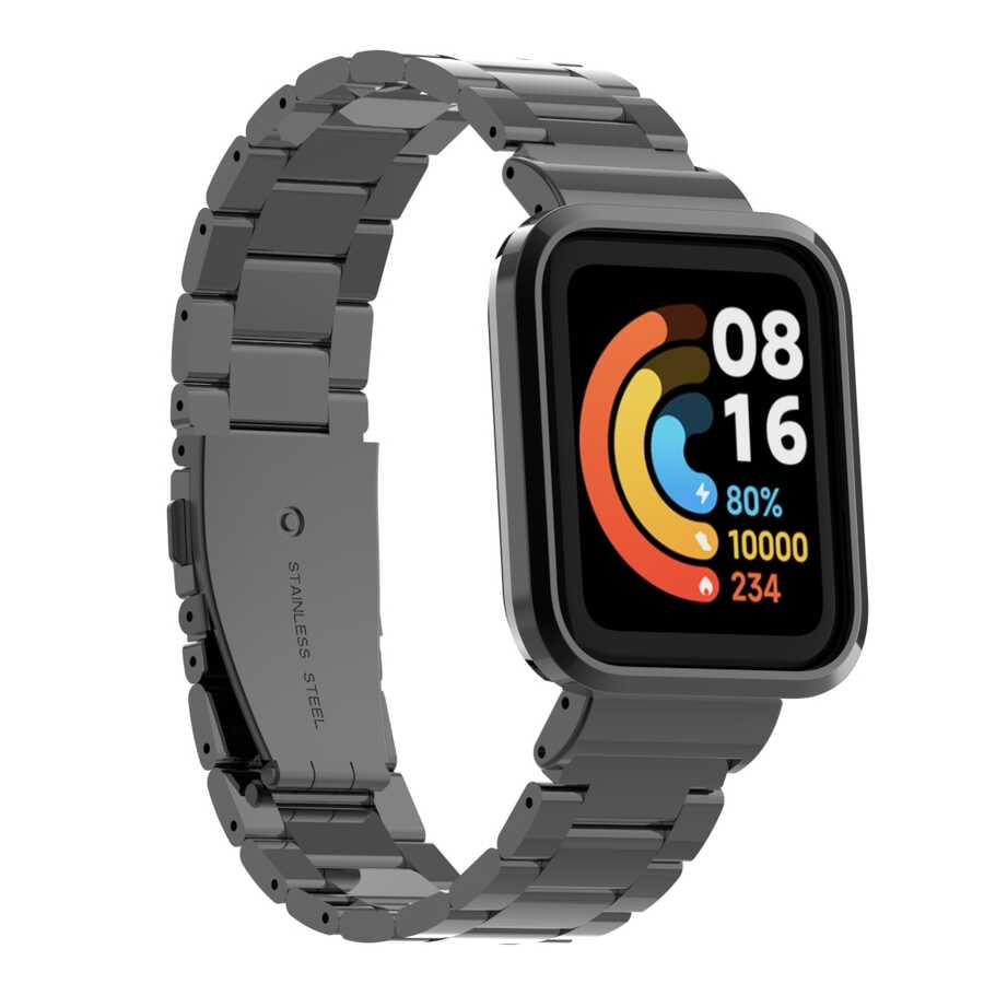 Xiaomi Redmi Watch (Mi Watch Lite) Zore KRD-60 Metal Kordon - Siyah