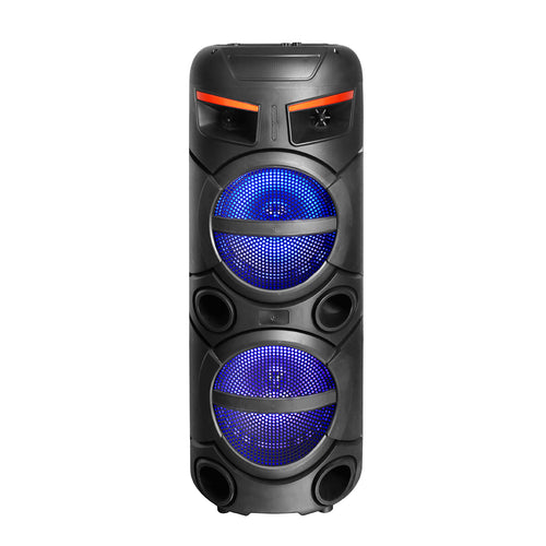 Zore GD-2809 Dijital LED Göstergeli FM Radyolu Mikrofonlu RGB TWS Çift 8 inç Stereo Bass Kablosuz Karaoke Hoparlör - Siyah