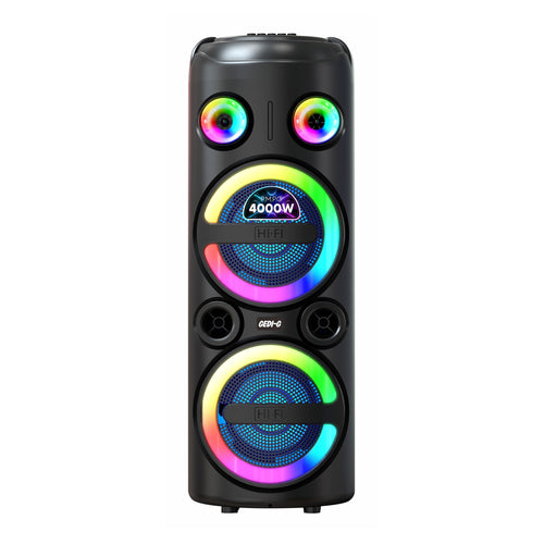 Zore GD-2851 Dijital LED Göstergeli FM Radyolu Mikrofonlu RGB TWS Çift 8 inç Stereo Bass Kablosuz Karaoke Hoparlör - Siyah