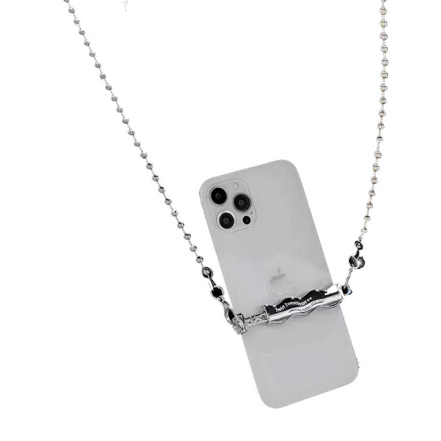 Zore İP03 Cep Telefonu Boyun Askısı Metal Zincir - Gümüş