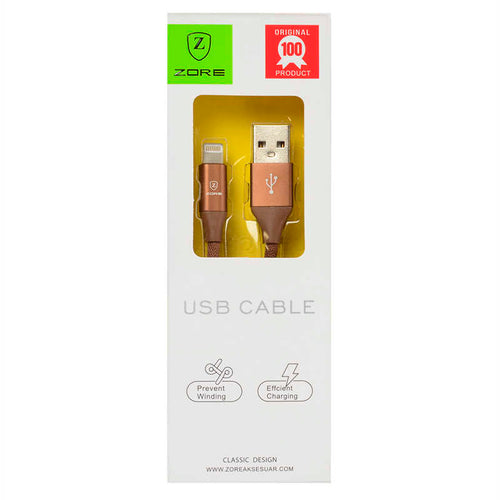 Zore Metal Uçlu Lightning Usb Kablo - Kahverengi