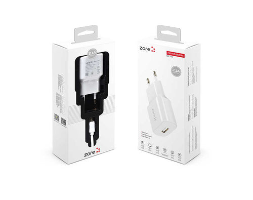 Zore Metro Serisi ZR-TC01 Micro 2 in 1 Şarj Seti - Beyaz