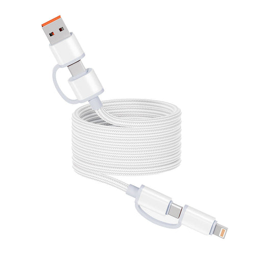 Zore Spiral Magnetik Örgülü Tasarım 4in1 A+C to C+L Kablo 1M - Beyaz